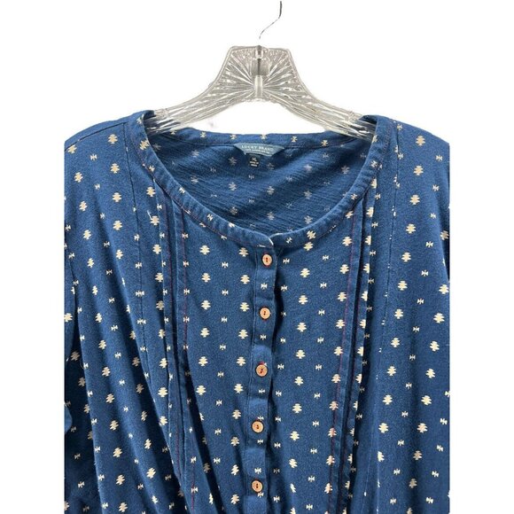 Lucky Brand Womens XL Blue Polka Dot Button-Up Blouse With Tassels & Ruffles - Picture 2 of 9